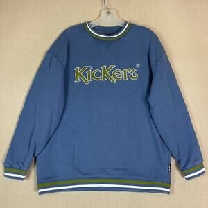 KicKers Classics Sweatshirt Womens S Blue Ringer‎ Crew Neck Pullover